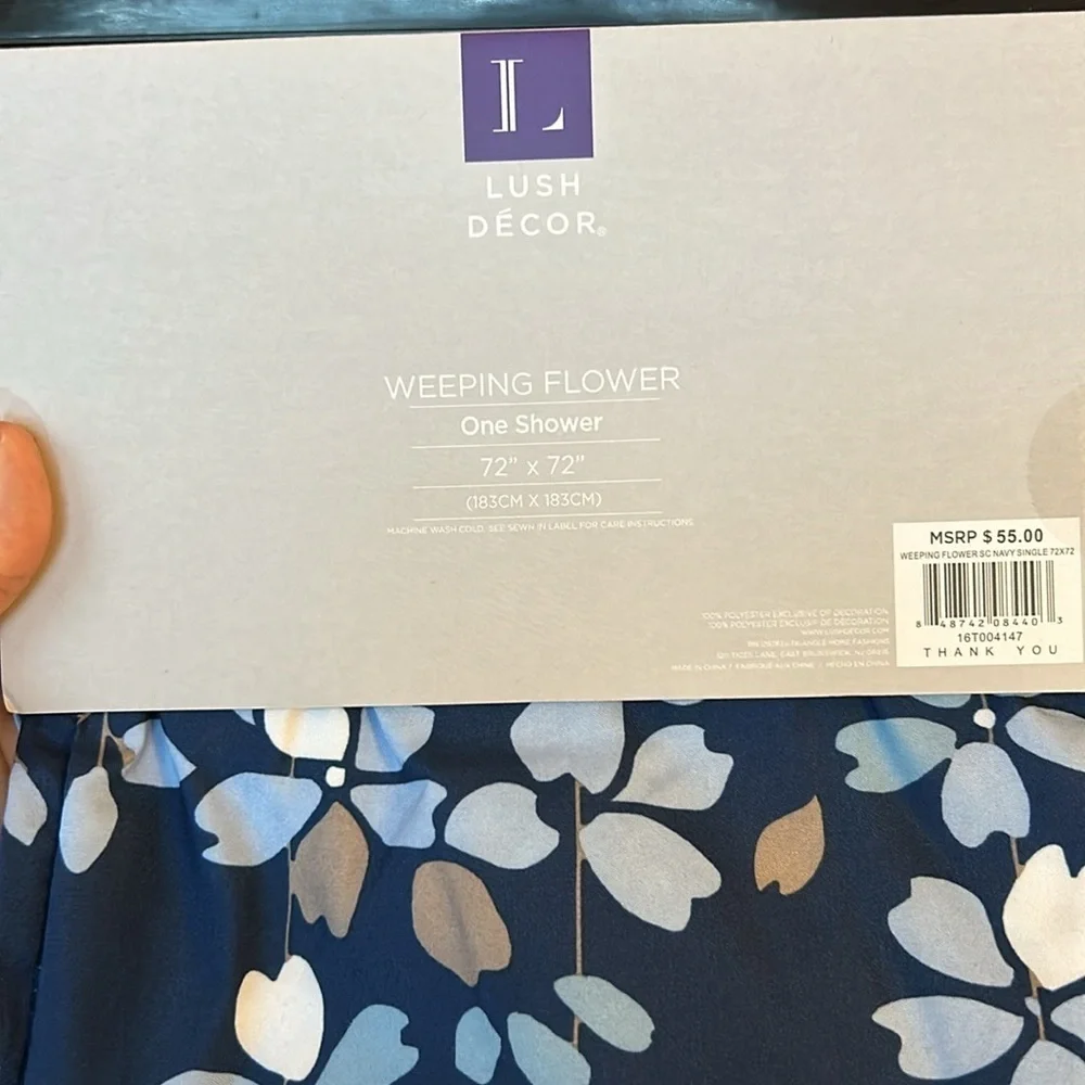 NEW Lush Decor Weeping Flower Shower Curtain 72” x 72”